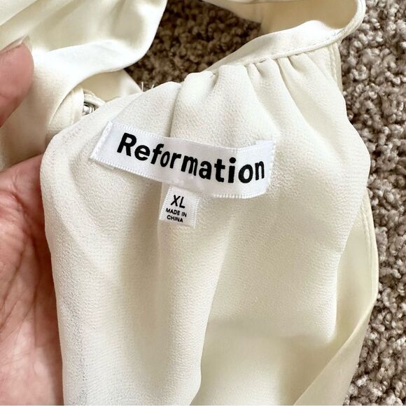 NWT REFORMATION Corinth Silk Dress in Ivory Size XL - Picture 9 of 11